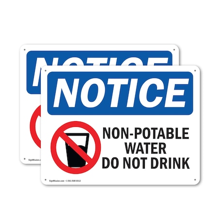 Signmission Non-Potable Water Do Not Drink, 14 in W x Rectangle, Aluminum OS-2PACK-NS-A-1014-L-15093